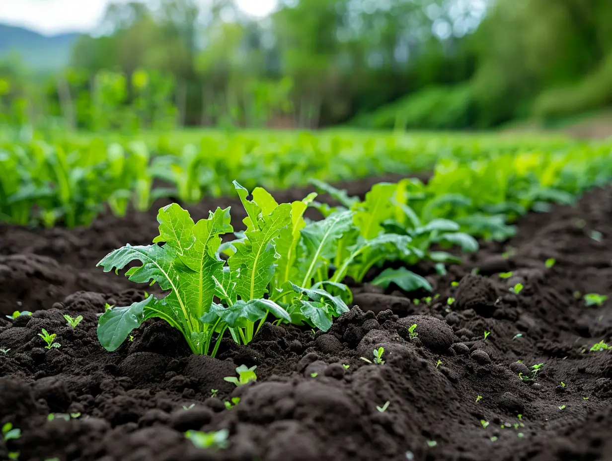 Healthy soil with a plant growing